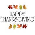 Happy thanksgiving typography graphic with gradient leaves Royalty Free Stock Photo