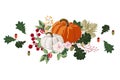 Happy Thanksgiving Vector floral watercolor style greeting card design. Royalty Free Stock Photo