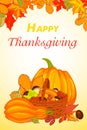 Happy thanksgiving vertical banner, cartoon style