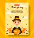 Happy Thanksgiving Vertical Poster Flat Cartoon Hand Drawn Templates Background Illustration