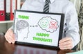 Happy thoughts concept on a clipboard Royalty Free Stock Photo