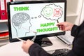 Happy thoughts concept on a computer monitor Royalty Free Stock Photo