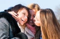 Happy three beautiful young women Royalty Free Stock Photo
