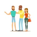 Happy Three Best Friends Having Good Time Together, Part Of Friendship Illustration Series Royalty Free Stock Photo