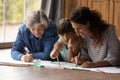 Happy three female generations of family enjoying home activities together Royalty Free Stock Photo