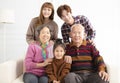 Happy asian family on sofa