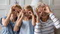 Happy three generations female family having fun together at home. Royalty Free Stock Photo