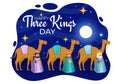 Happy Three Kings Day Vector Illustration to Faith on the Divinity of Jesus Since His Coming to the World in Epiphany Christian