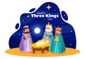 Happy Three Kings Day Vector Illustration to Faith on the Divinity of Jesus Since His Coming to the World in Epiphany Christian