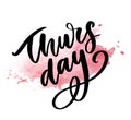 Happy Thursday - Fireworks - Today, Day, weekdays, calender, Lettering, Handwritten, vector for greeting Royalty Free Stock Photo