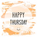 Happy Thursday text on orange watercolor background