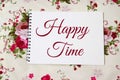 Happy time DESIGN-happy time -Happy time written on drawing paper
