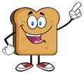 Happy Toast Bread Slice Cartoon Character Pointing.