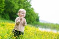 Happy toddler boy enjoying the scenery