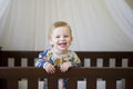 Cute toddler in cot