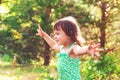 Happy toddler girl playing outside Royalty Free Stock Photo