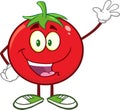 Happy Tomato Cartoon Mascot Character Waving