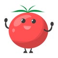 Happy tomato character . Red vegetable with face