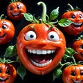 Happy tomato laughing with open eyes. Generative AI