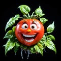 Happy tomato laughing with open eyes. Generative AI