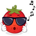 Happy Tomato Whistling with Sunglasses