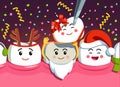 Happy tooth characters wearing Santa Claus hat