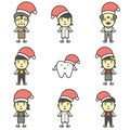 Happy tooth, dentist, boy, girl, children and senior wearing santa claus hat for Merry Christmas and Happy New Year