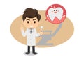 Happy tooth icon Cute tooth character brushing teeth with toothpaste Dentist recommends maintaining healthy teeth illustration for