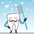 Happy tooth with toothbrush Royalty Free Stock Photo