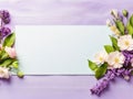 Happy top view perple background and flower Royalty Free Stock Photo