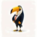 Happy Toucan Businessman. Generative AI