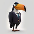 Happy Toucan Businessman. Generative AI