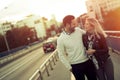 Happy tourist couple in love traveling Royalty Free Stock Photo