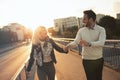 Happy tourist couple in love traveling Royalty Free Stock Photo