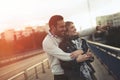 Happy tourist couple in love traveling Royalty Free Stock Photo