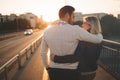 Happy tourist couple in love traveling Royalty Free Stock Photo