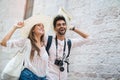 Happy tourist couple in love traveling Royalty Free Stock Photo