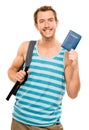 Happy tourist man travel passport adventure Royalty Free Stock Photo