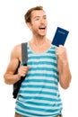 Happy tourist man travel passport adventure Royalty Free Stock Photo
