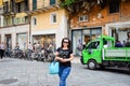 Verona Italy.Happy tourist woman