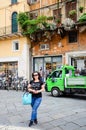 Verona Italy.Happy tourist woman