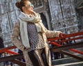 Happy tourist woman in Milan, Italy looking into distance Royalty Free Stock Photo