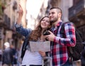 Happy tourists on excursion