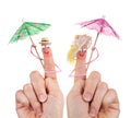 Happy tourists finger puppets