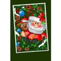 Happy toy Santa Claus with fir branches decorated with festive balls. Sample of the poster, party invitation and other