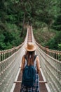 Happy travel woman on vacation concept. Funny traveler enjoy her trip and ready to adventure Royalty Free Stock Photo