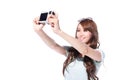 Happy travel young girl selfie Royalty Free Stock Photo