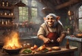 Happy troll coocking food. Generative AI Royalty Free Stock Photo