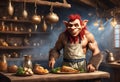 Happy troll coocking food. Generative AI Royalty Free Stock Photo