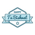 Happy Tu Bishvat holiday greeting emblem